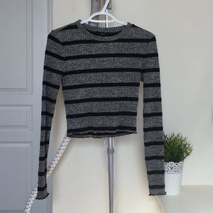 Striped Long Sleeve Crop Top